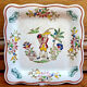 9 old square plates for cake, dessert, and aperitif from Longwy Moustier.