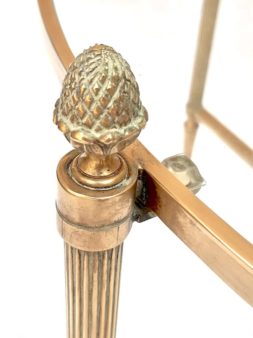 Coffee table brass and round glass design 1960