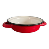 Plat creux à anses en tôle émaillée rouge