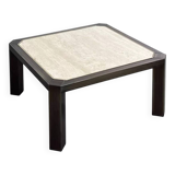 Square travertine and metal coffee table by BC Design