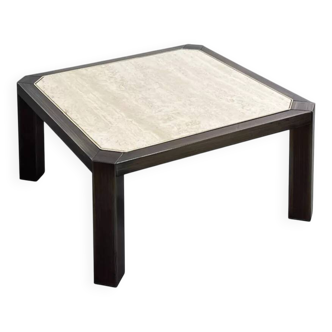 Table basse carrée en travertin et métal par BC Design