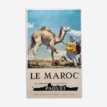 original advertising poster about Morocco from 1960 camel