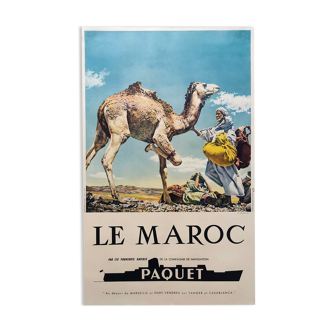Affiche publicitaire originale sur le Maroc de 1960 chameau