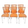 Ensemble de 6 chaises "Scoubidou" orange, datant des années 60.