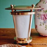 Lampe en laiton et porcelaine années 50