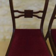 2 stylish solid wood chairs with red velvet fabric seats