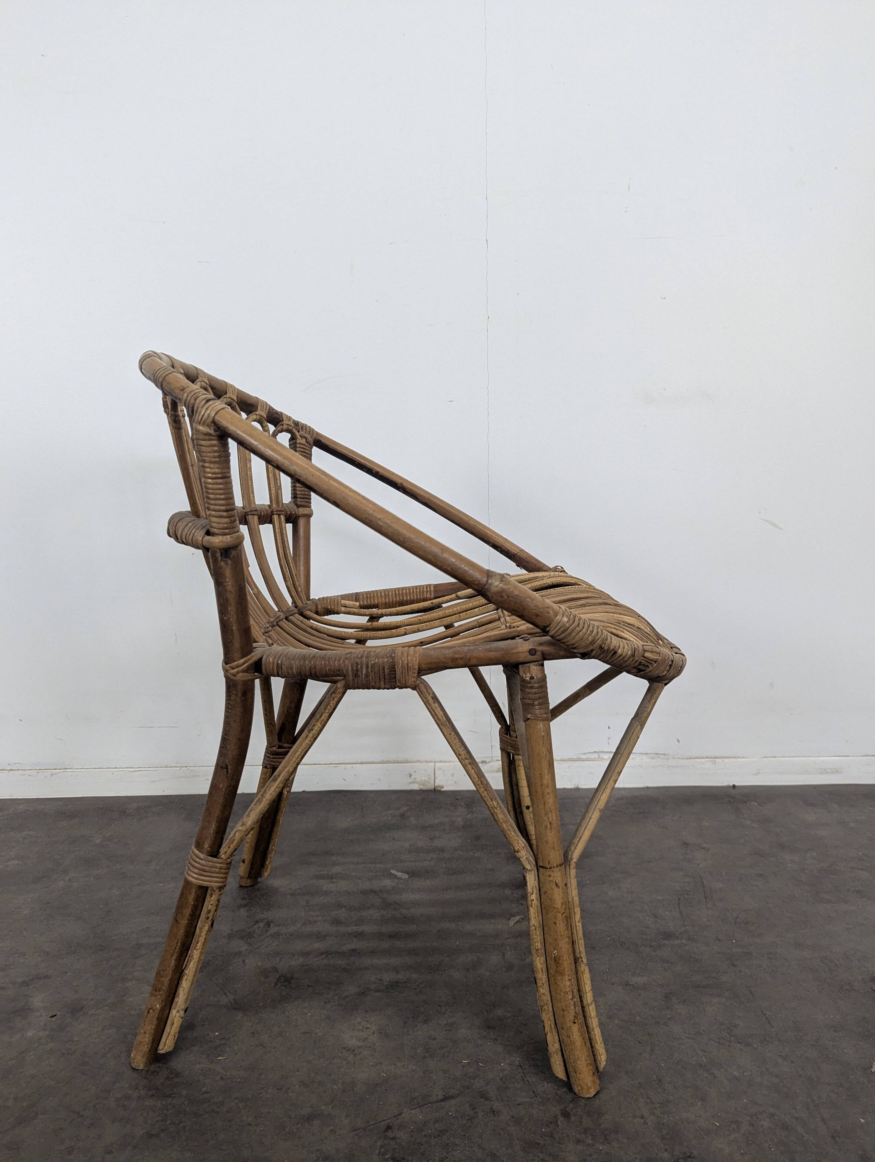 Bamboo and rattan armchair