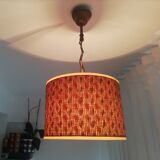Orange Ceiling lamp vintage 70s made of straw