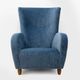Paire de fauteuils à dossier haut italiens Paolo Buffa en velours bleu et chenille.