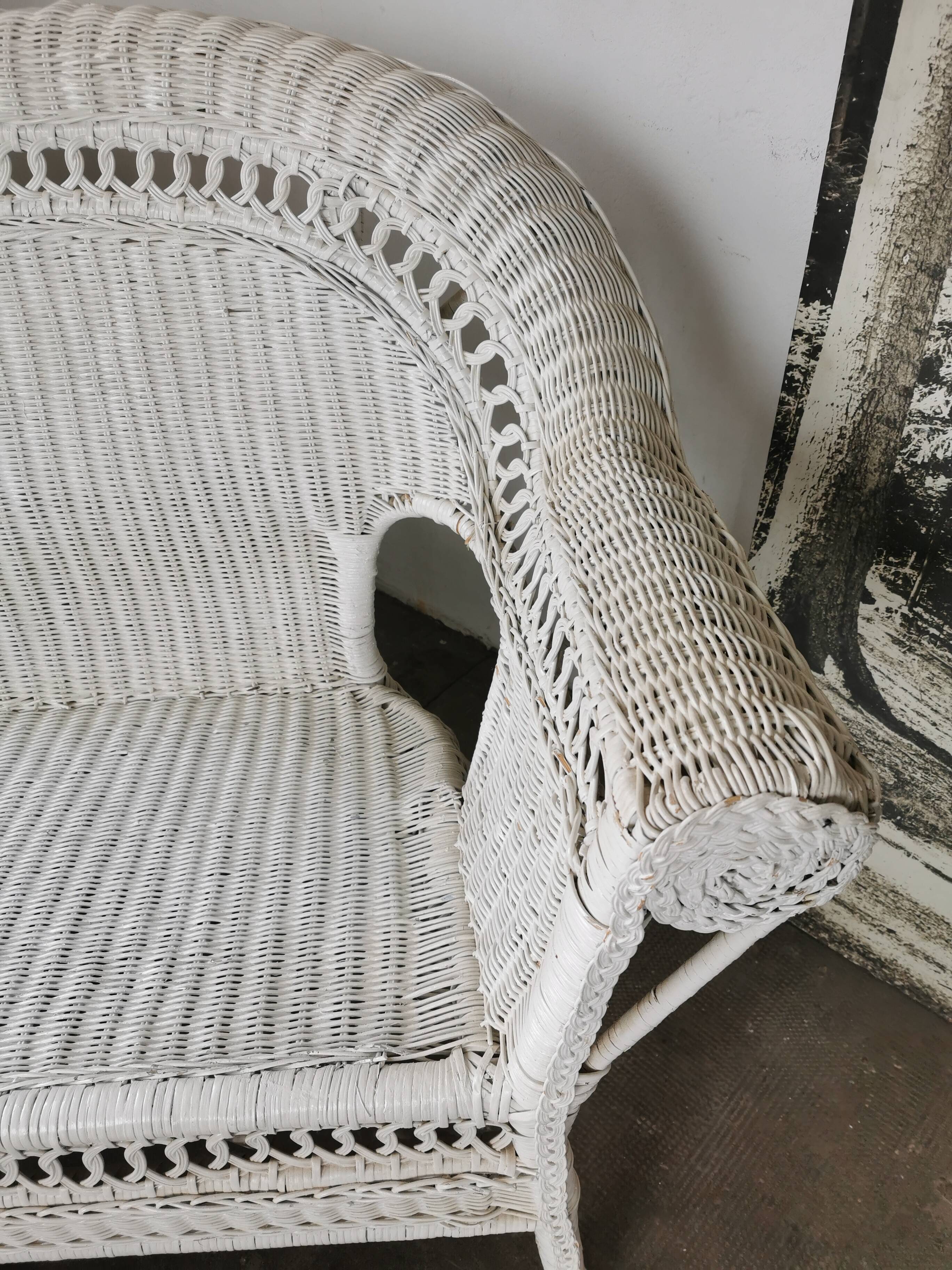 Wicker bench, rattan