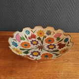 Vintage Enamelled Brass Fruit Bowl – Floral Centrepiece with Edge Fe