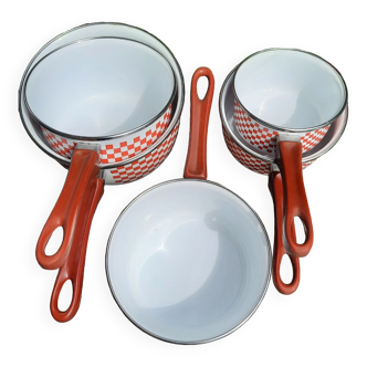 5 enamelled pans "vichy" sitram