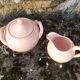 Sucrier et crémier Digoin Sarreguemines rose poudré
