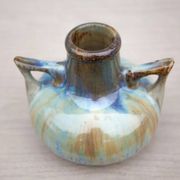 Art nouveau vase, vintage vase, enameled stoneware vase, attributed to Gilbert Metenier, vase with handles