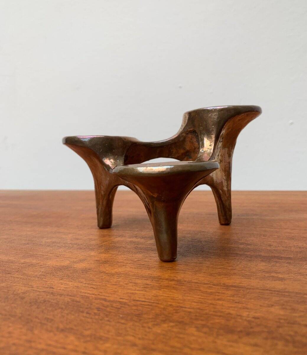 Vintage German brutalist metal candlestick by Harjes