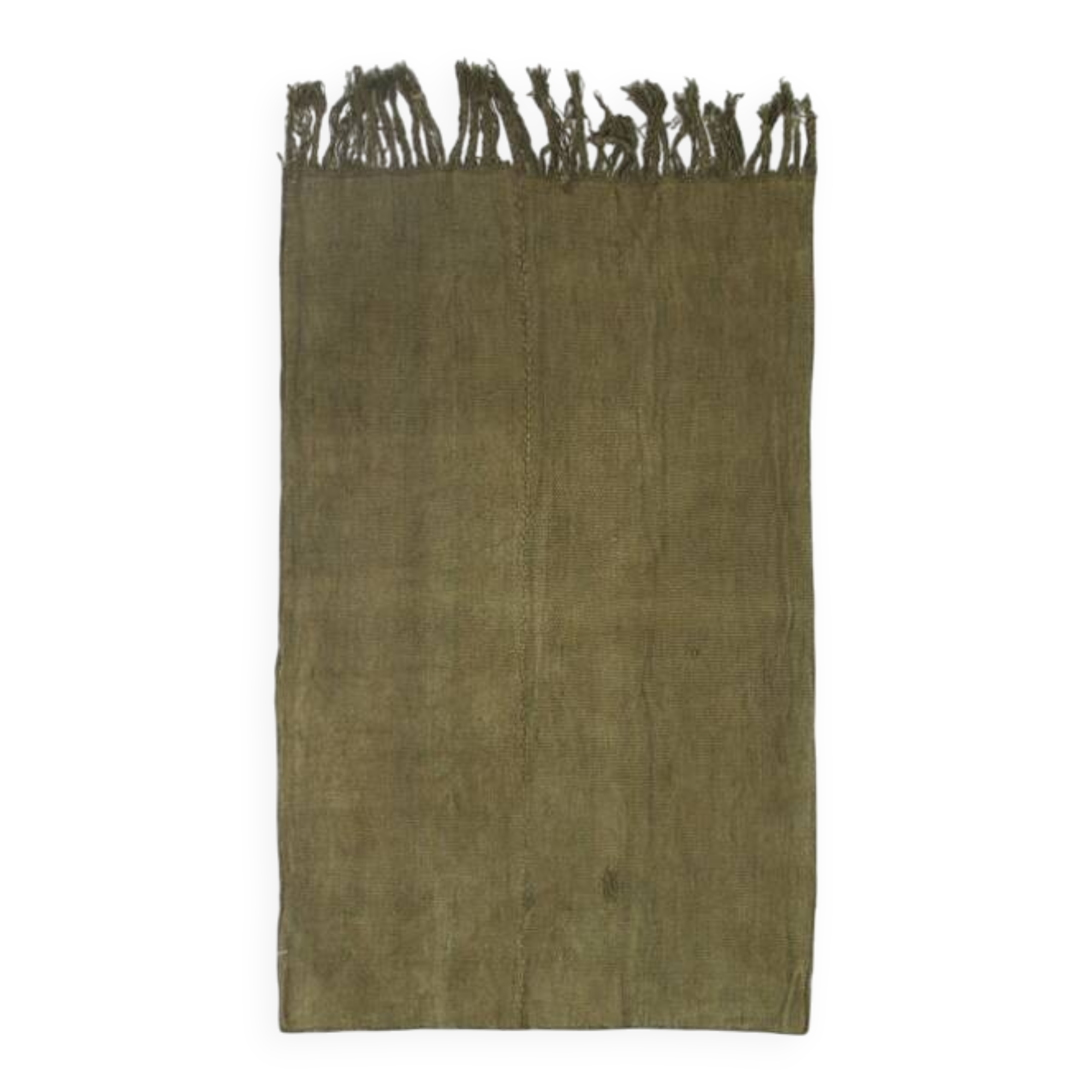 4x6 Army Green Vintage Kilim Rug, 114x184Cm