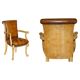 Restored Chesterfield Art Deco 1920 office chair in leather and walnut.