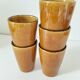 5 vintage caramel glazed stoneware cups, 70s crafts