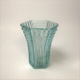 Art deco vase in turquoise blue transparent glass