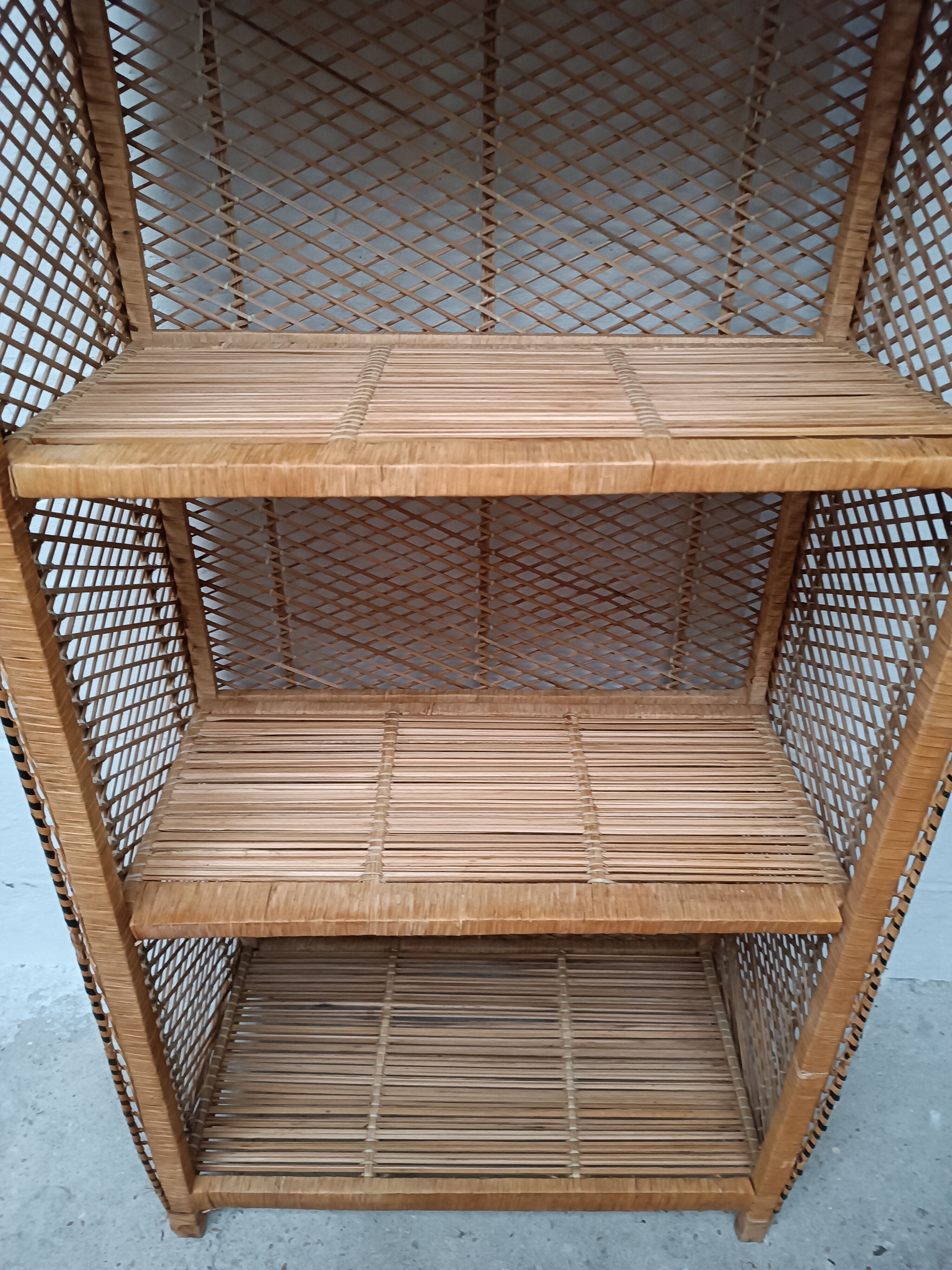 Vintage rattan bookcase