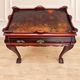 Antique walnut side table / tea table with drawer, shelves