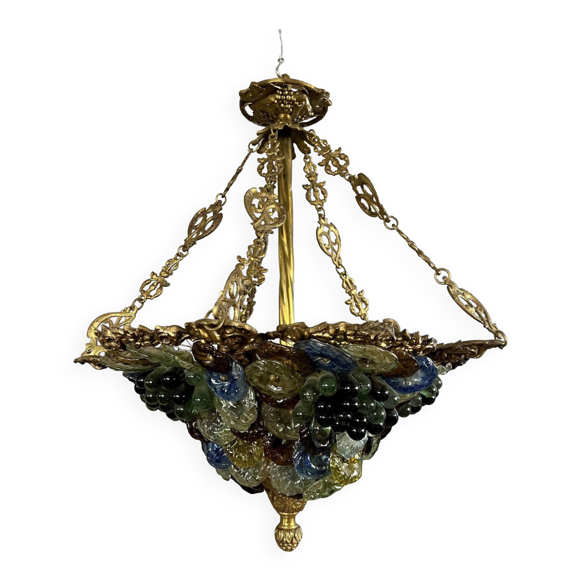 Multi-colored Murano glass grape chandelier circa 1950
