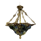 Multi-colored Murano glass grape chandelier circa 1950