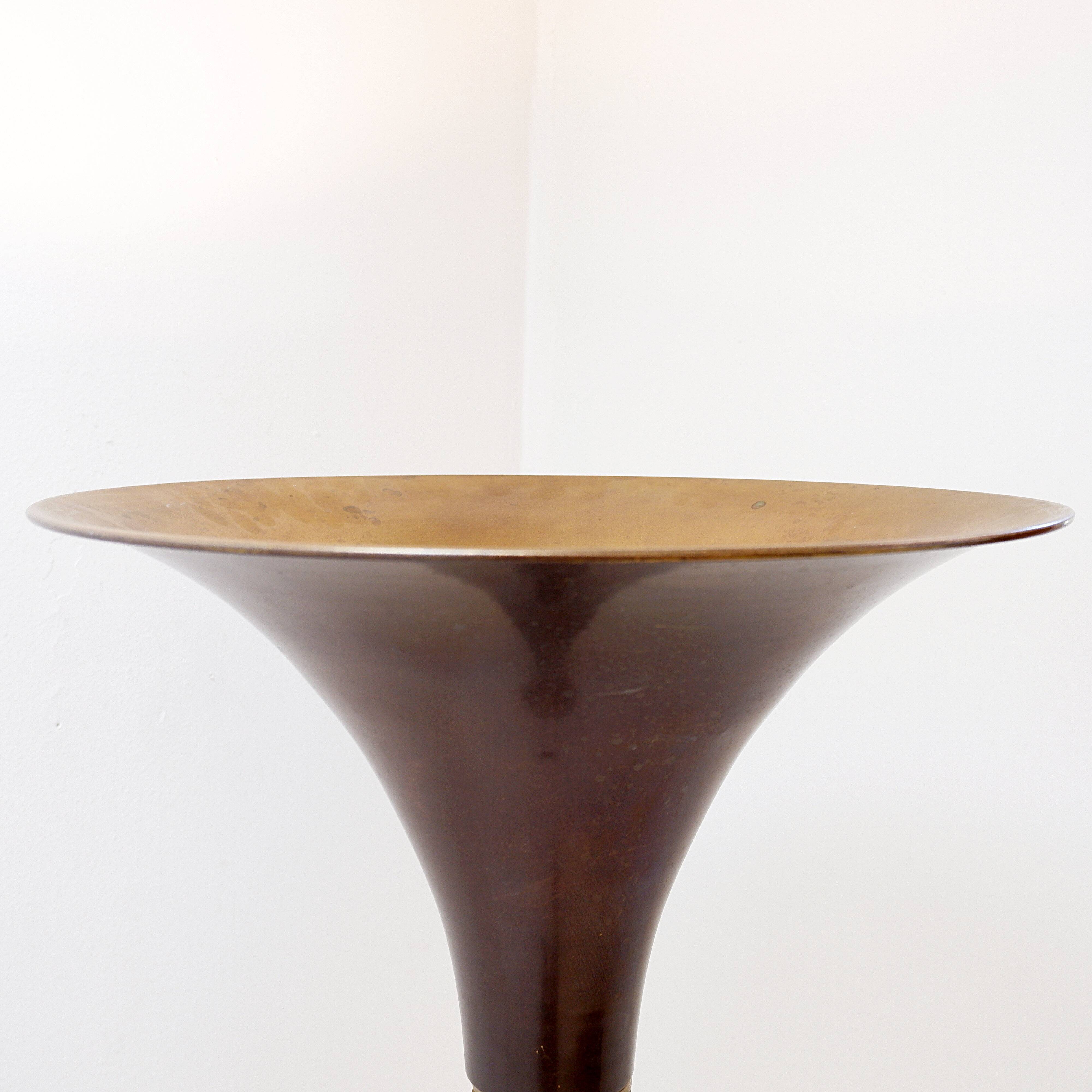 Art Deco metal and brass floor lamp