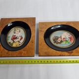 Pair of miniatures of the nineteenth century signed Jane after Fragonard