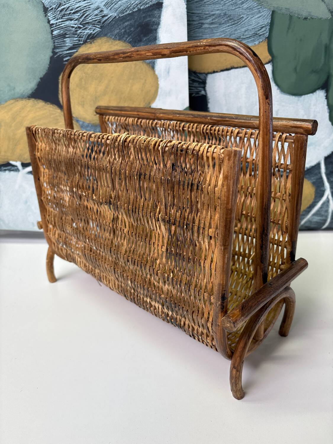 Rattan magazine rack