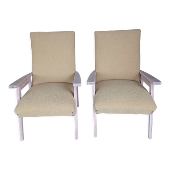 Pair of armchairs 70s compass feet
