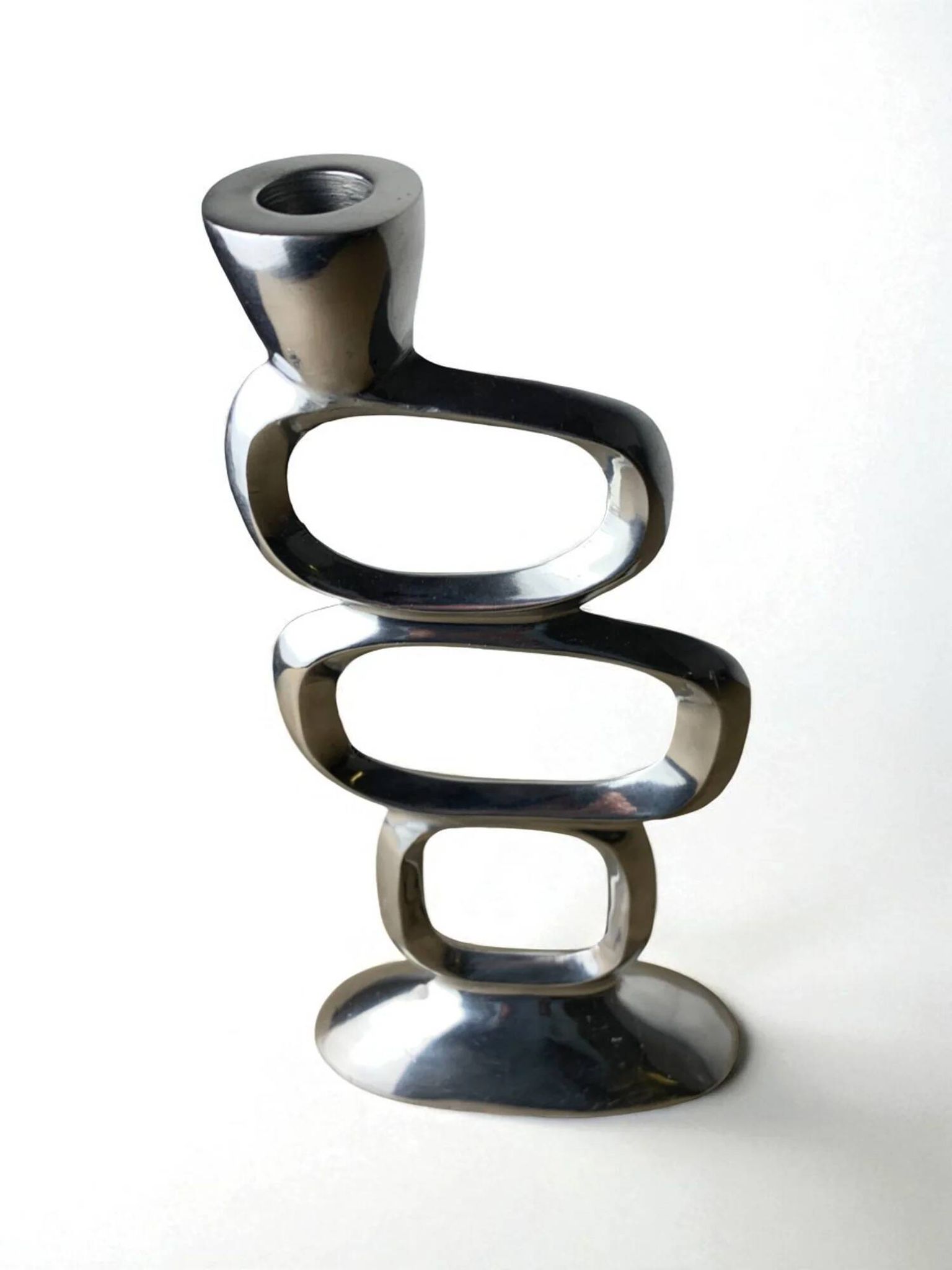 Circle candlestick by Matthew Hilton, aluminium, 1980s
