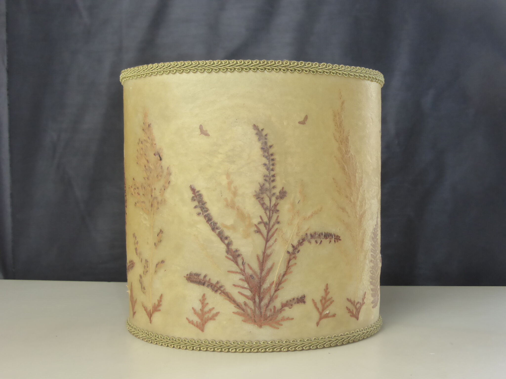 Vintage herbarium lampshade signed C. Loqueneux
