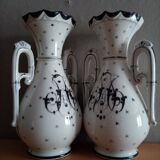 Pair of church vases, signed Dauphin rue de Sèvres