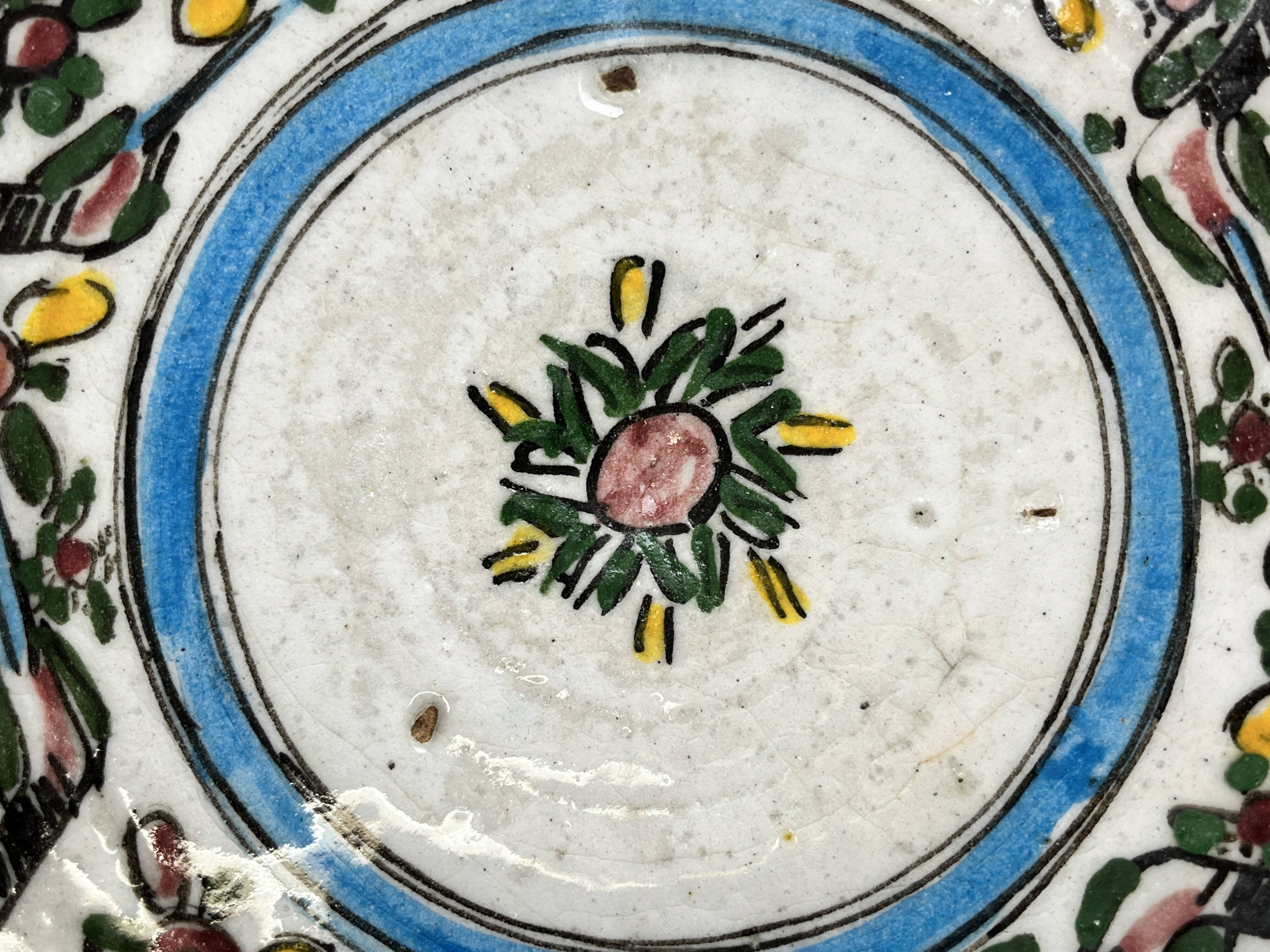 Qadjar, siliceous ceramic plate Persia Iran 18th century