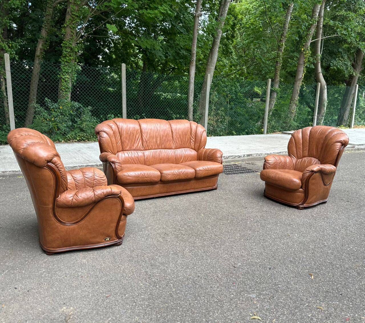 Salon en cuir cognac Alberto Nieri, Italie