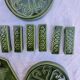 Vintage green glazed ceramic table set – Signature JG or