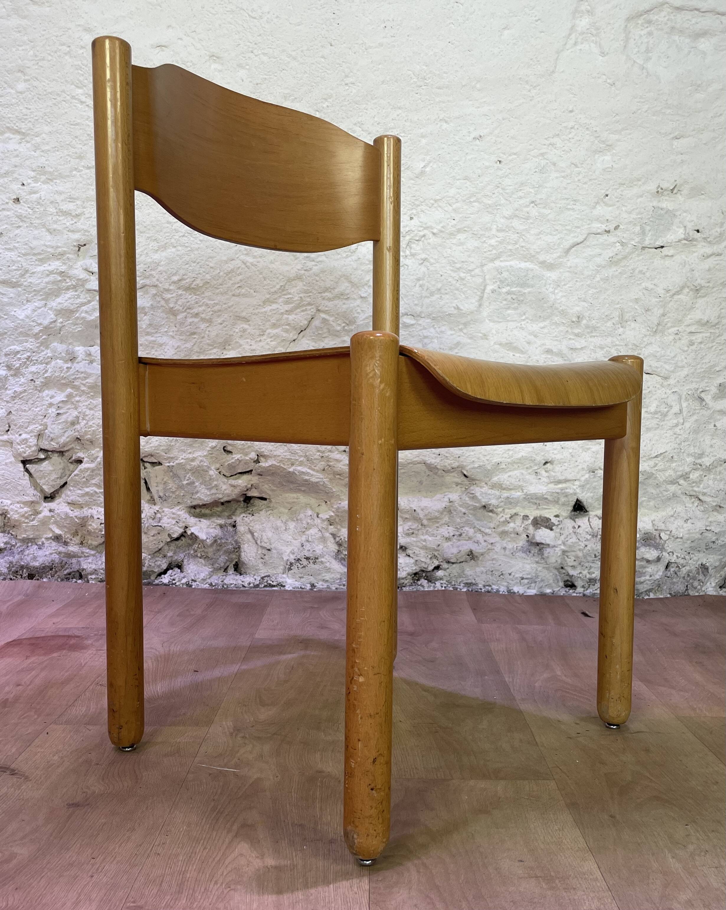 Set of 6 stackable vintage wooden chairs