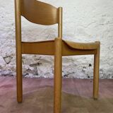 Suite de 6 chaises en bois vintage empilables
