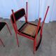 Set of 6 red & black metal chair: space age stackable dining chair baša