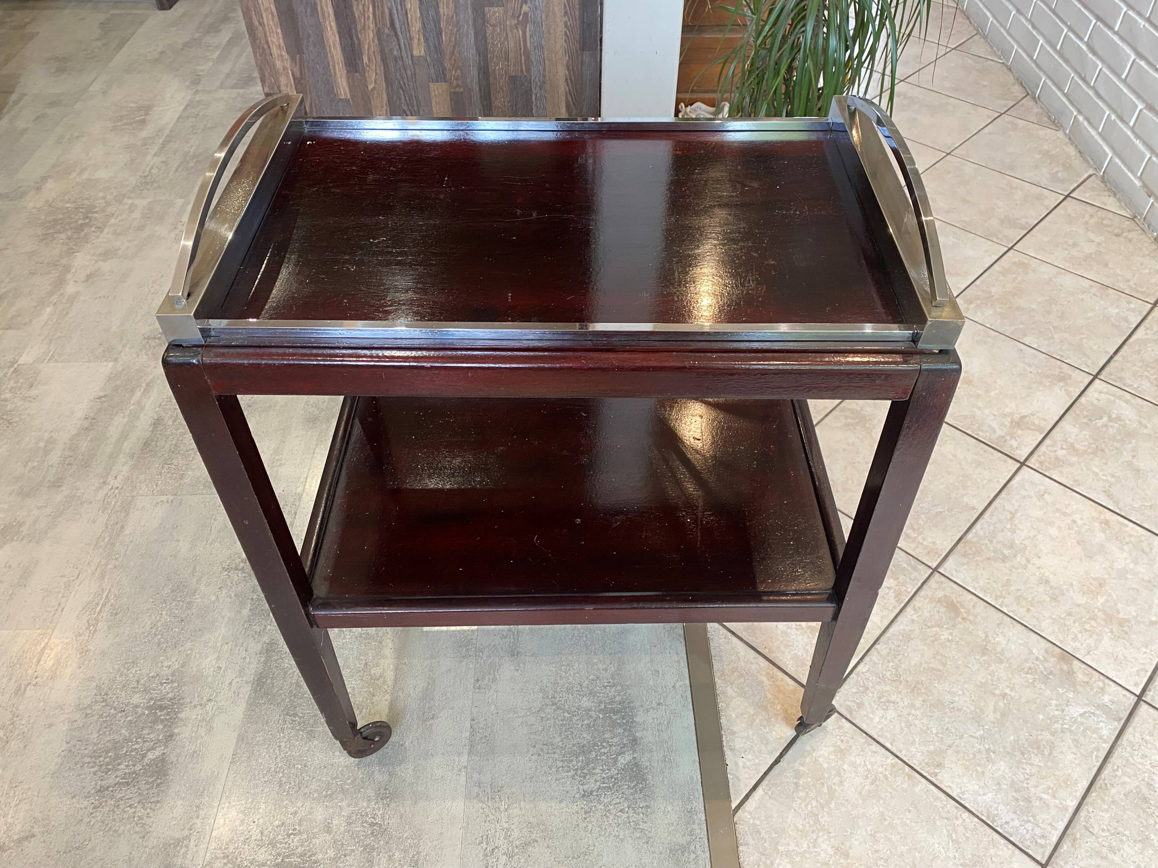Rolling bar cart with 1 removable tray, Art Deco 1930.