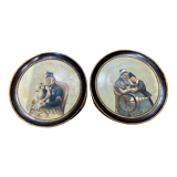 Paire de tableaux sur plats peints