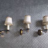 3 brass sconces with lampshade, 50