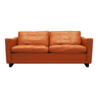 Orange leather sofa, Danish design, 1970s, production: Denmark