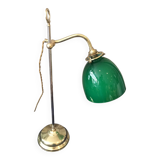 Lampe de bureau lampe d'appoint lampe de lecture quinquet laiton tulipe opaline