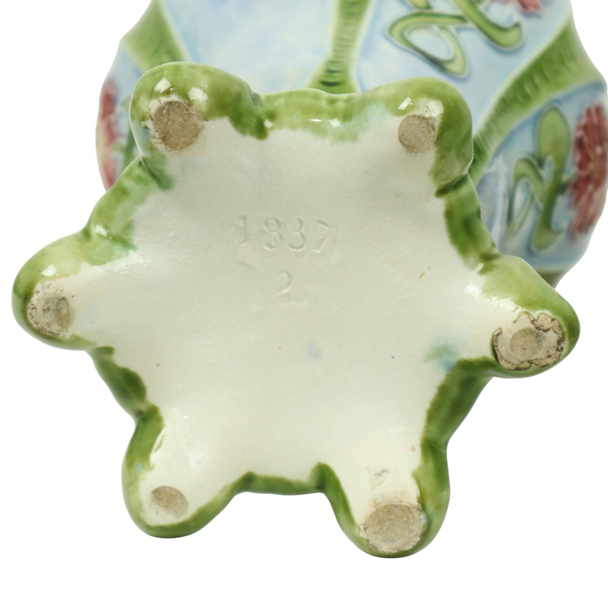French Art Nouveau Majolica Earthenware Vases ca. 1900