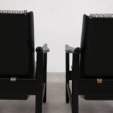 2x wooden Scandinavian arm chairs