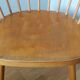 Fauteuil en bois, pieds compas, style scandinave, Baumann ou Thonet
