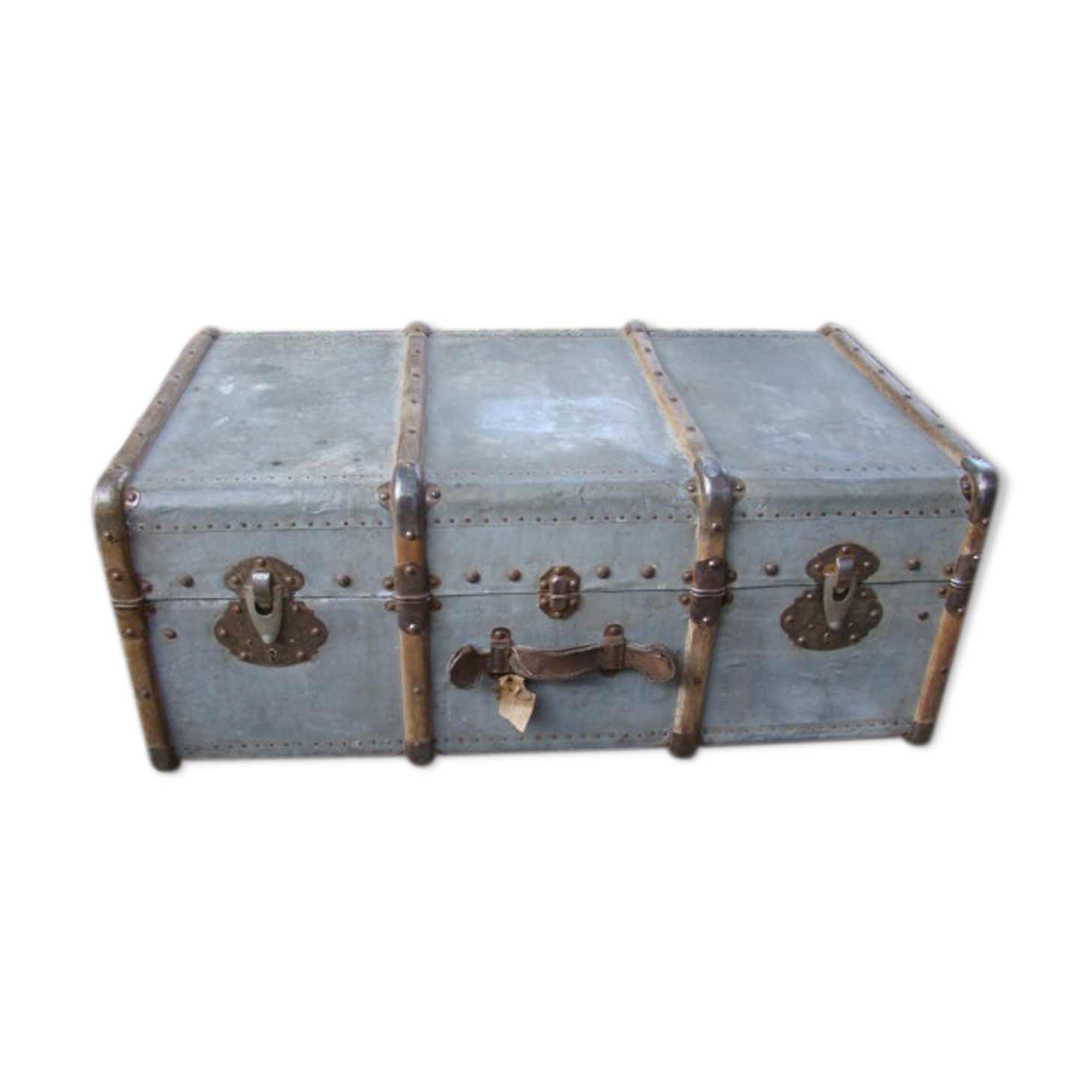 Old wooden travel trunk