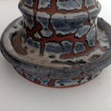Blue glazed terracotta vase and candle holder